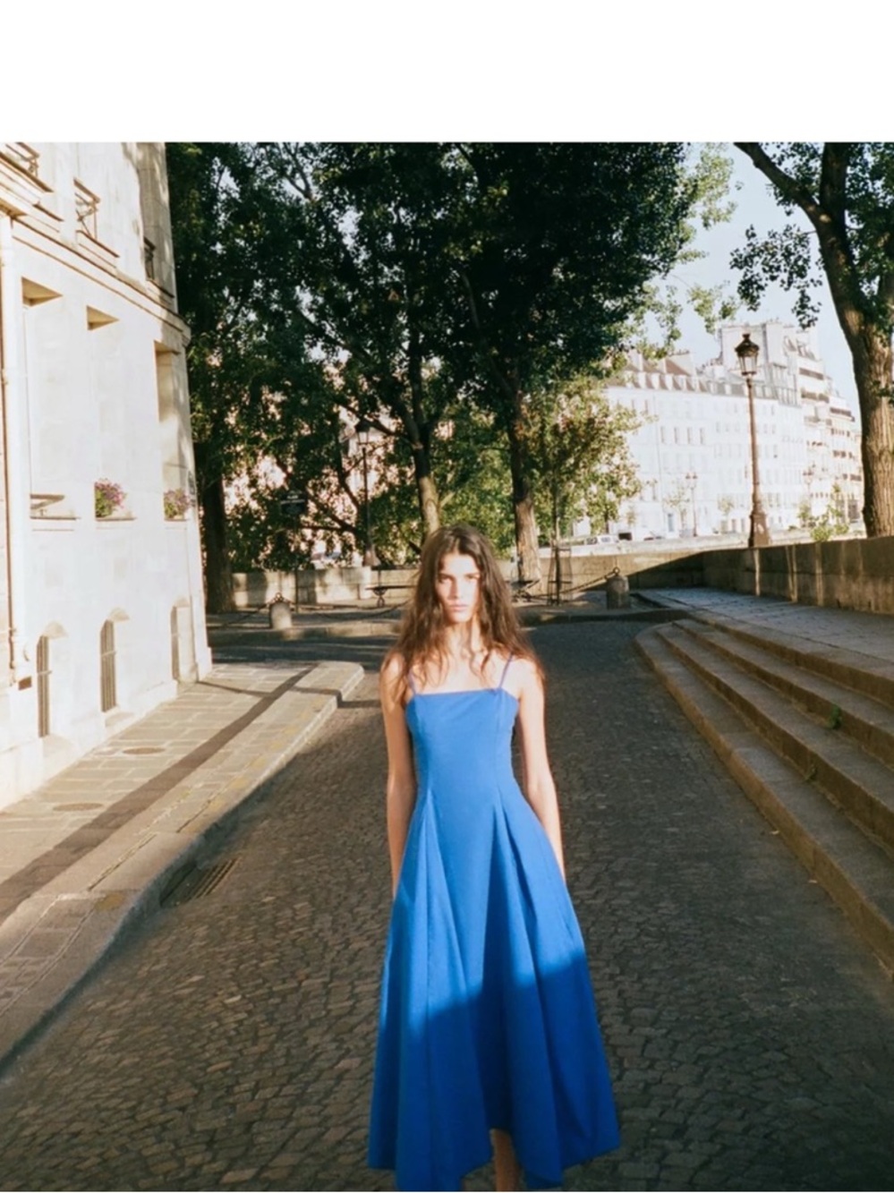 Zara Blue Fit-and-Flare Midi Dress